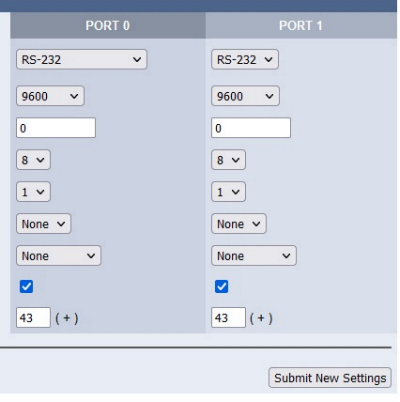 EI2 Serial settings